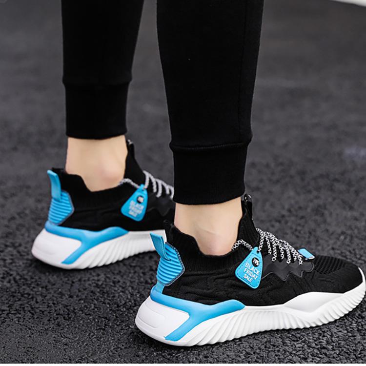 Men's Flyknit Sports Shoes Casual Mesh Breathable Single Shoes Front Lace Up Sneaker Lightweight Running Shoes 39-44