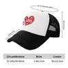 Love Heart Graphic Mesh Trucker Hat Polyester Casual Adjustable Snapback Baseball Cap for Men Women