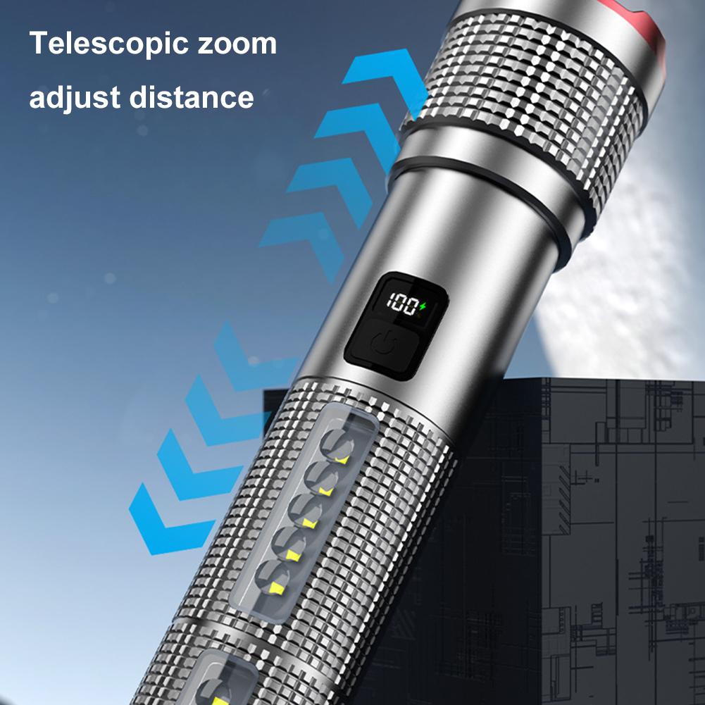 Super Bright LED Laser Flashlight - Long Throw Rechargeable COB Work Light With Ultra-Long Runtime Multifunctional For Outdoor