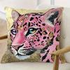 2D Flat- Pink Gold Leopard Print Throw Pillow Cover Machine Washable Decor For Living Room Bedroom