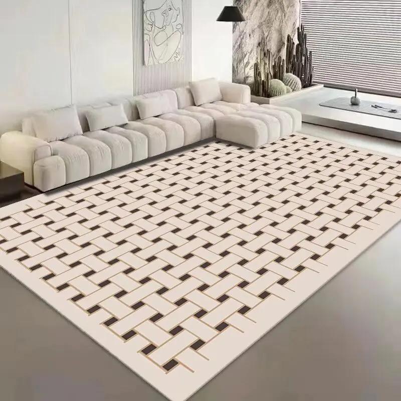 Modern Classic Lattice Carpet Home Decoration Living Room Large Area Bedroom Carpet Non-slip Fluffy Soft Rugs Washroom Floor Mat