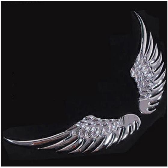 1 Pair 3D Stereo Car Body Sticker Angel Wings Badge Emblem Style Metal Zinc Alloy Decal Auto Exterior Decoration Accessories