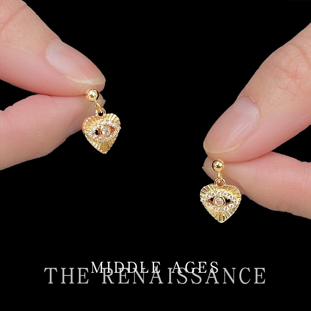 Eye of the Sun~ Retro French Love Zircon Earrings Niche Wind Earrings Women