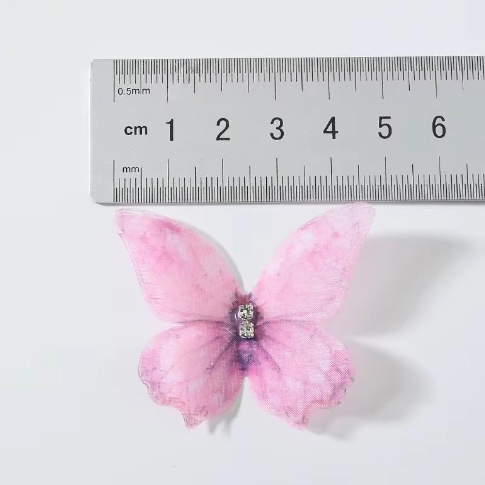 50Pcs 3D Organza Fabric Butterfly Appliques Colorful Translucent Simulation Mesh Butterfly Patch Double-layer