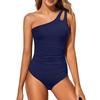 Women’s Modest One-Piece Swimsuit, One Shoulder Bikini Swimwear, Monokini Bathing Suit for Hot Spring