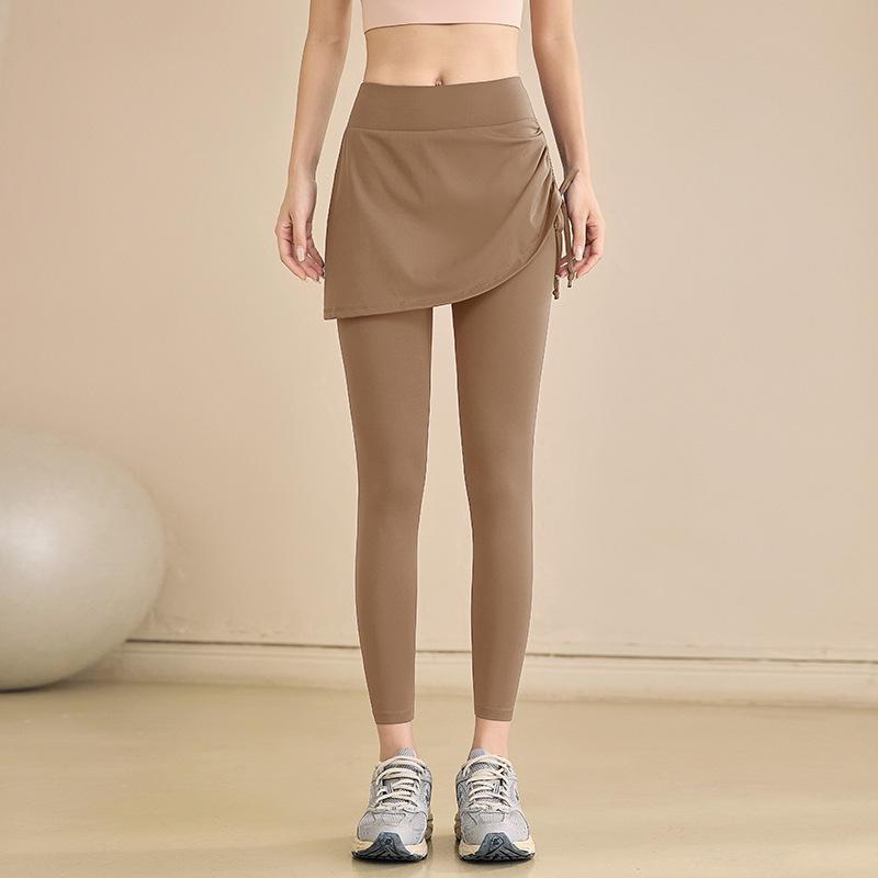 

High-Waisted Tummy-Control Two-in-One Yoga Skirt Pants for Women - Plus Size, Anti-Exposure, Ideal for Pilates and Running M
