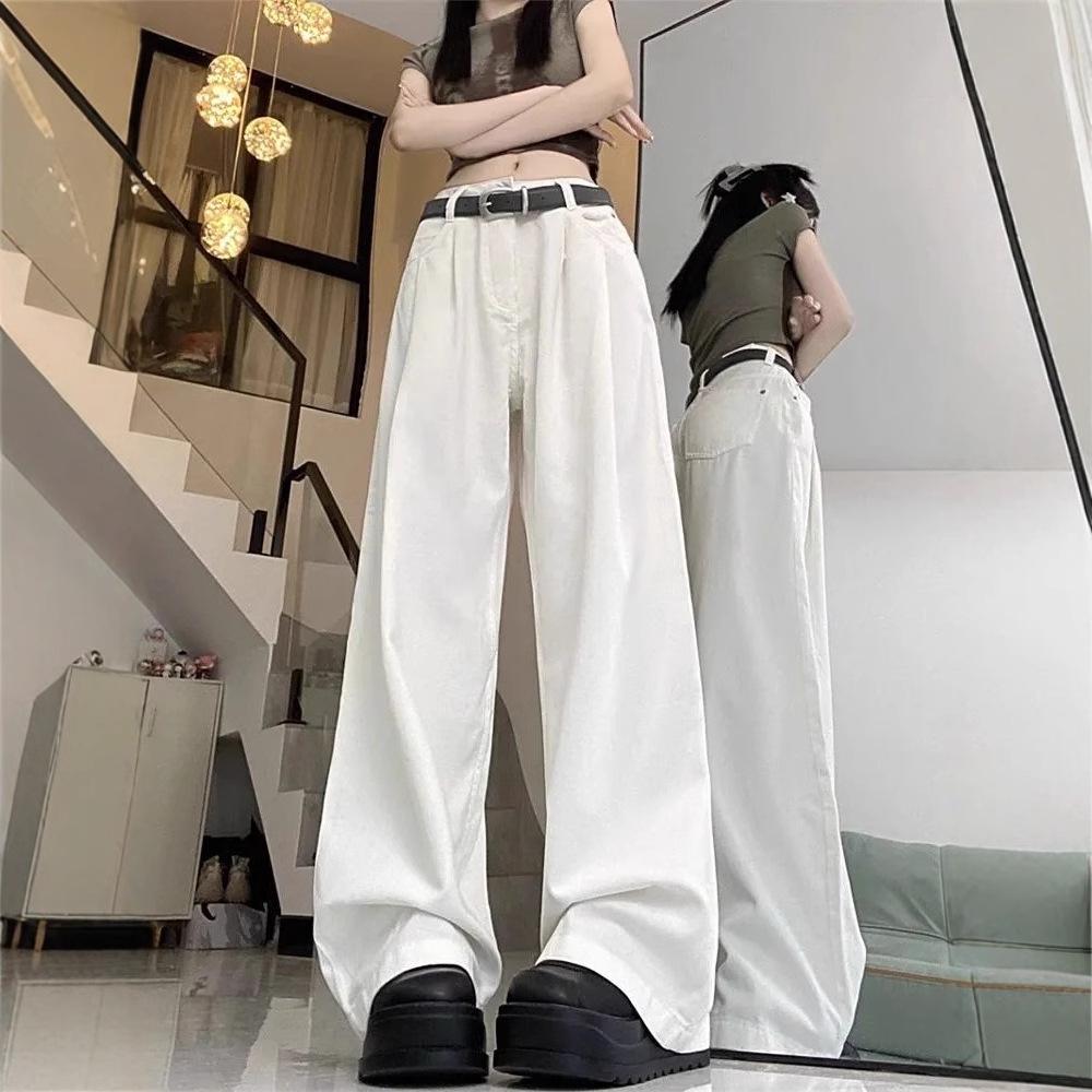

Women s Trendy High-Waist Wide-Leg Jeans – Soft, Drape, Slimming, Loose Fit L