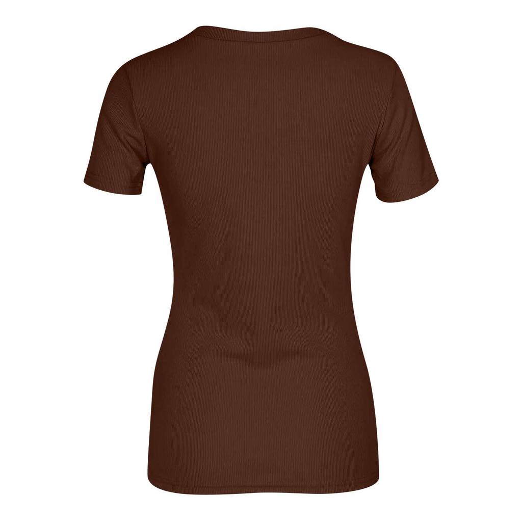 Ladies Slim Bottom T-shirt Fashion Casual Colour Round Neck Pullover Short Sleeve Top
