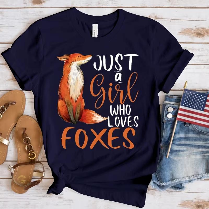 

Fashion New Just A Girl Who Loves Foxes TShirt Unisex And Women Cartoon TShirt Harajuku Streetwear TShirt Casual Tops Tees 4XL