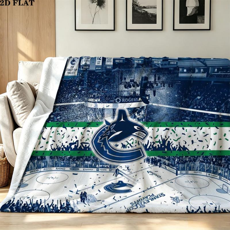VANCOUVER CANUCKS Print Flannel Blanket High Quality Warm Comfortable Cover for All Seasons Perfect for Gifts Home Decor