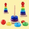 Non-Toxic Montessori Wooden Rainbow Stacker Color Recognition & Hand-Eye Coordination Toy For Babies 1-3 Years