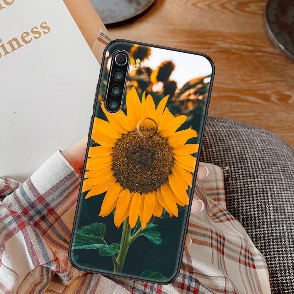 Cute&amp;nbsp;Sunflower Phone Case For Xiaomi Redmi Note 7 8 9 10 7A 8T 9A 9T 9S 10S Pro black art hoesjes fashion cover pretty shell