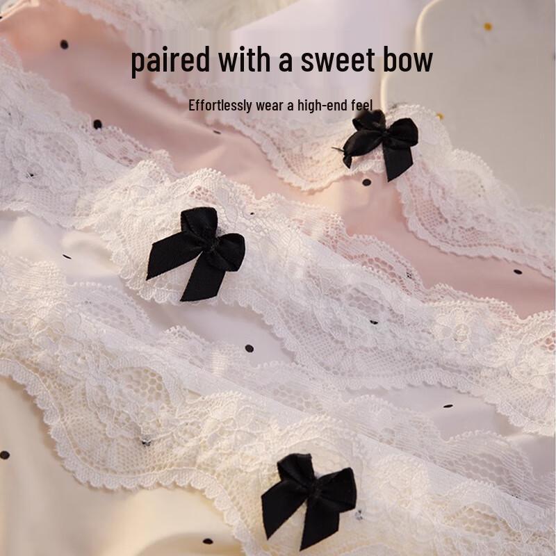 FitonTon Women's Ice Silk Lace Mid-Rise Briefs with Antibacterial Crotch - 4-Pack