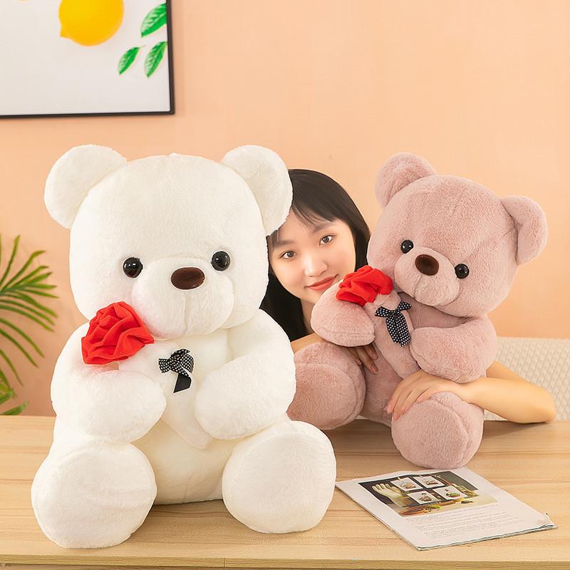 Cute Cartoon Rose Teddy Bear Plush Toy Doll Pillow Wholesale Factory Supplier