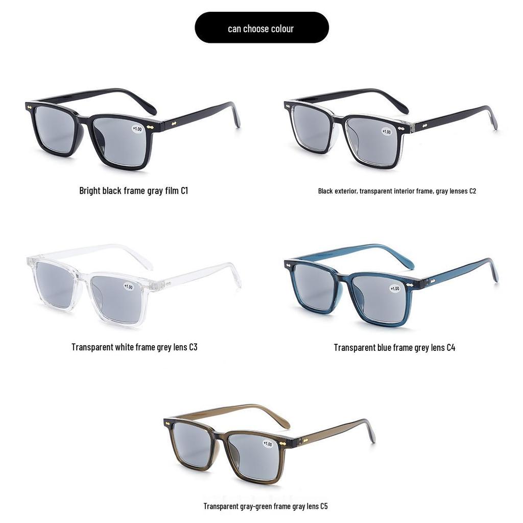 B8279-T Unisex Anti-UV Reading Glasses, Youthful Square Frame, Fashionable for Men and Women.