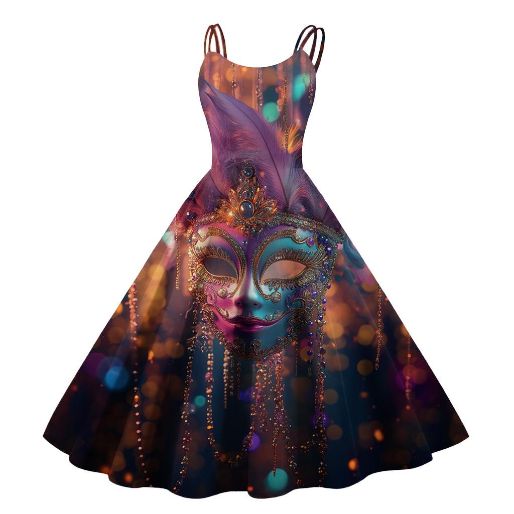 Women's Halloween Print Sexy Off-The-Shoulder Punk Vintage Dress