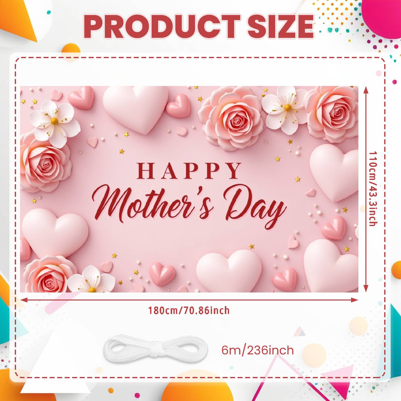 Mother s Day Banner Gold Star Embellishments Mother s Day Backdrop Mom Honor Background White Blossom Details For Mother s