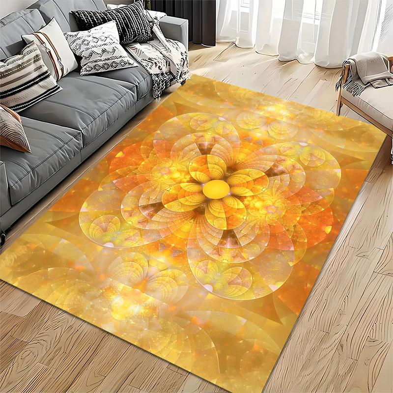 Golden Mandala Abstract Carpet suitable as a non-slip mat for the living room or bedroom sofa