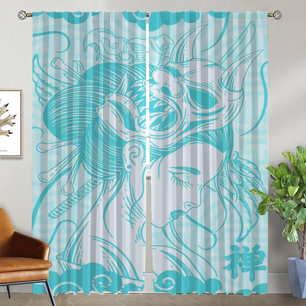 

Японские шторы для гостиной, шторы для комнаты, 2 панели, шторы для домашнего интерьера, шторы, перегородки, украшения на Хэллоуин, кухня W50xH70cmx2pcs-CL