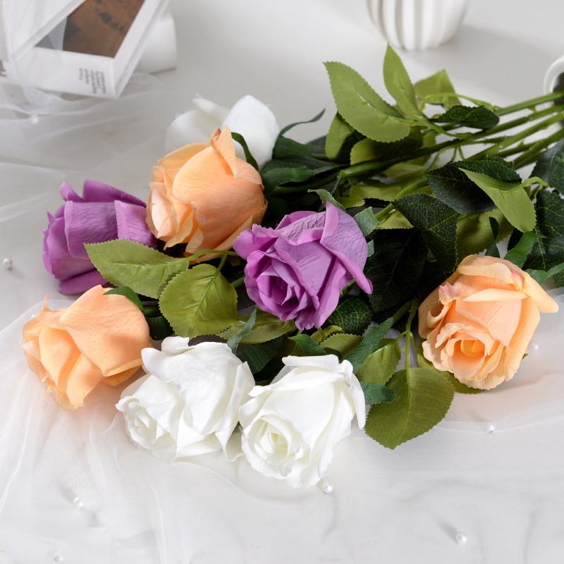 Rose Single Fake Bud Artificial Flower Home Wedding Decoration Prop Photo