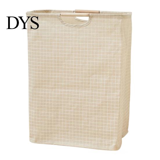 Easy Clean Laundry Hamper Basket with Wooden Handles, Cotton And Linen Large Portable Dirty Clothes Container Basket, Storage Space Saving Foldable