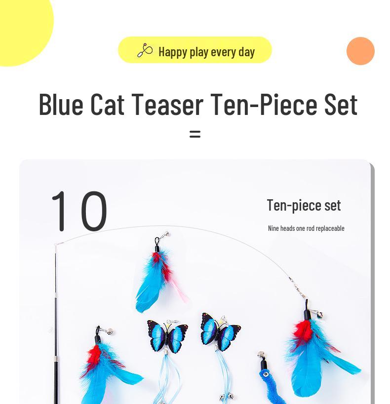 Feather & Bell Cat Teaser Wand Set with Butterfly and Caterpillar Toys