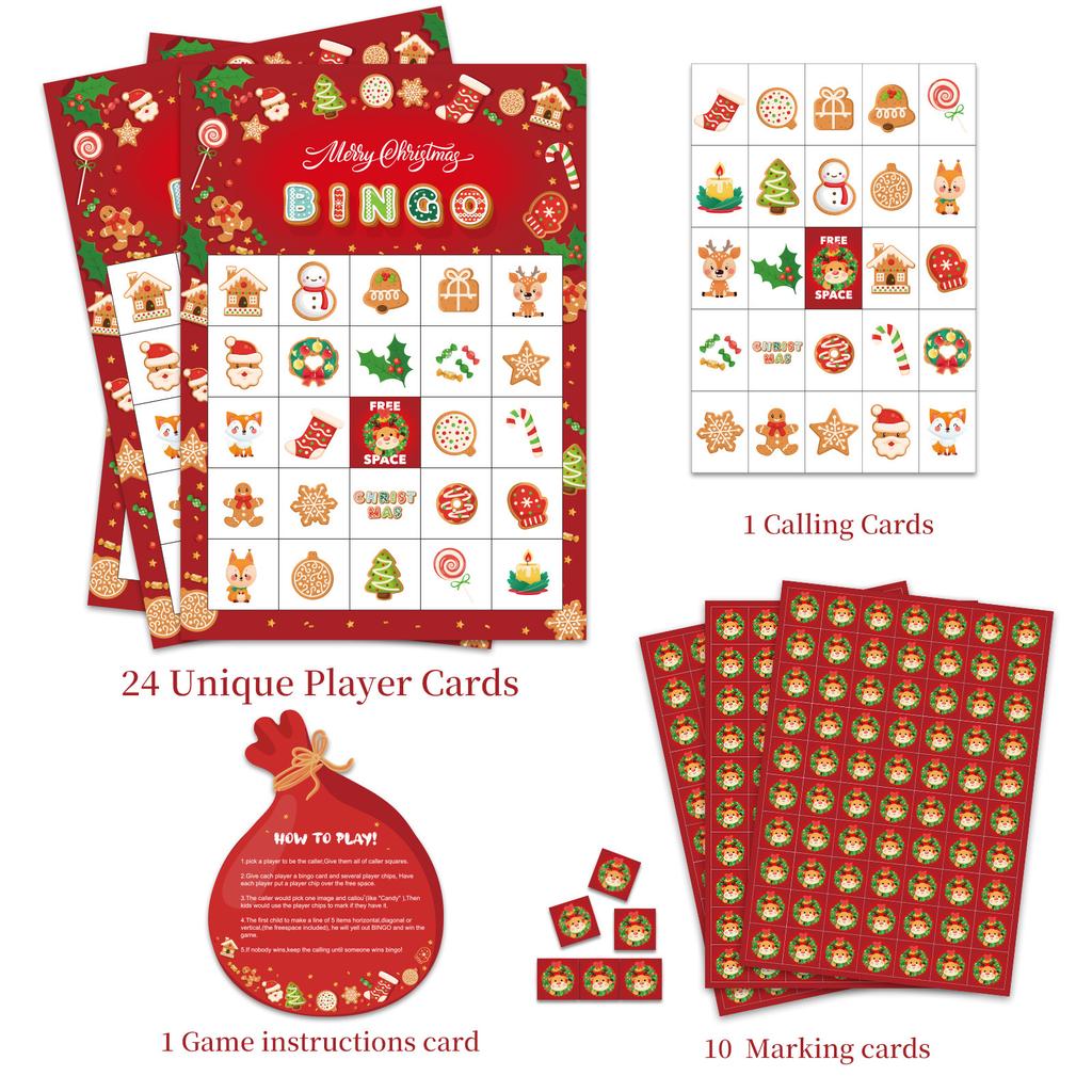 2026 Christmas Halloween Bingo Game Cards 33 Pcs Set | Family Party Holiday Games | Fun Bingo Cards for Kids Adults