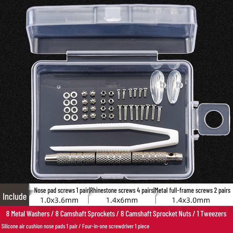Eyeglass Repair Kit: Screwdriver Set, Nail Cutter, Nose Pads, Frameless Accessories