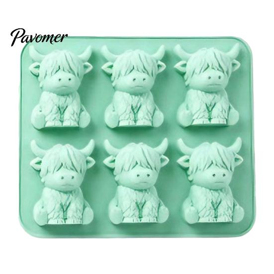 Cute Animal Shaped Ice Molds 3D Highland Cow Mold, 6 Cavity Food Grade Silicone Non Stick Jelly Making Tool Cube Tray, Flexible Mold for Whiskey