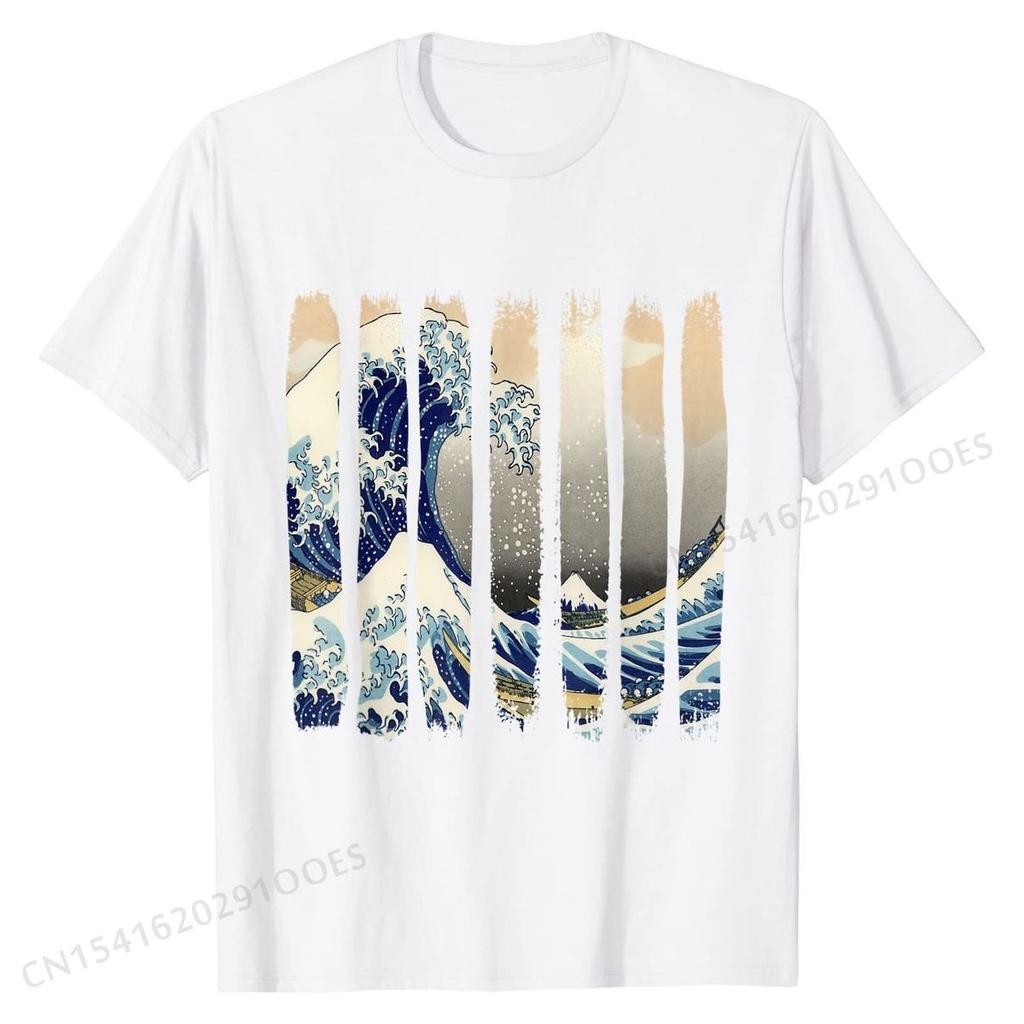 T-Shirt, Edo Japan Hokusai, Great Wave off Kanagawa, Tsunami Wholesale Camisa T Shirt Cotton Tops T Shirt for Male Summer
