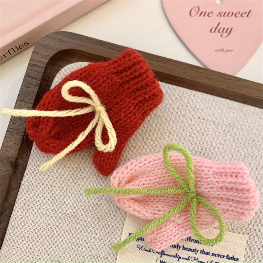 

Y2k Woolen Gloves Hairpin Bowknot Side Clip Fashion Bow Hair Clip Autumn Winter A