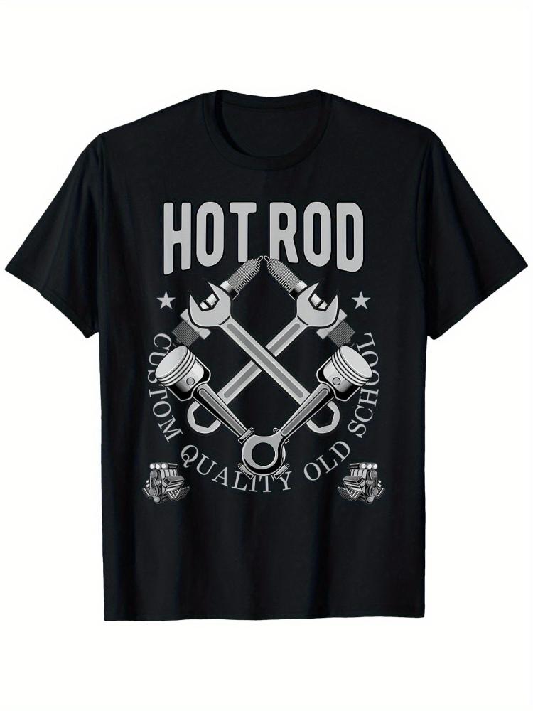 Vintage Hot Rod GraphicwithHOT RODCrossed Wrenches Design100 cotton Oneck short sleeve printed mens Tshirt