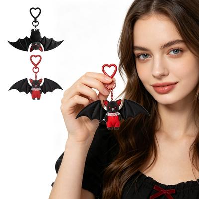 Creative Bat Keychain Cute Cartoon Bat Shaped Pendant with Heart Hook for Bags Backpacks Keys and Accessories