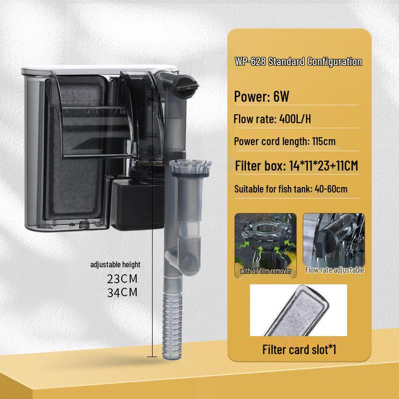 Wall-Mounted Aquarium Filter: Compact 3-in-1 External Purification & Circulation System