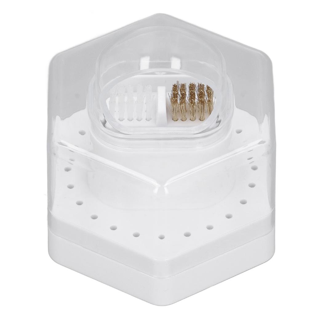 24 Holes 2 in 1 Drill Bits Stand Display Storage Box Nail Drill Bits Cleaning Brush Case Multifunctional Nail Drill Bits Case for Manicure