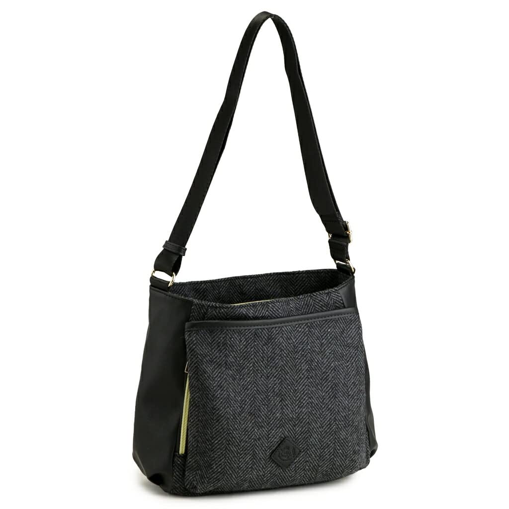

Pragma Women s Tweed Faux Leather Shoulder Bag, FallWinter Bag, Crossbody Bag (Black)