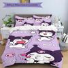 3pcs Kuromi's Playful Adventures Pattern Bedding Three-Piece Set (1 Cover + 2 Pillowcases, No Fillings),  Soft and Comfortable S055