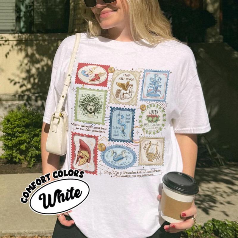 

Camp Half Blood Camping Shirt Son Of Poseidon Stamps TShirt Lotus Hotel Black Jack T Shirt Greek Demigods Book Lover Gift 4XL