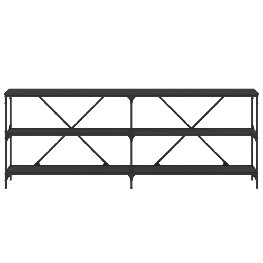 Console Table in Black 200 x 30 x 75 cm Made of Engineered Wood and Iron