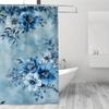 1 Stück Orientalischer Blauer Blumiger Boho-Duschvorhang, Detailliertes Design auf Gedämpftem Hintergrund, Inklusive Haken, Strapazierfähiges Polyester, Leicht zu Reinigen