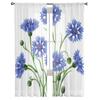 Albăstarele Izolate pe Tulle Alb Perdele Transparente pentru Decorarea Livingului, Dormitorului, Bucătăriei, Perdele Voile Organza
