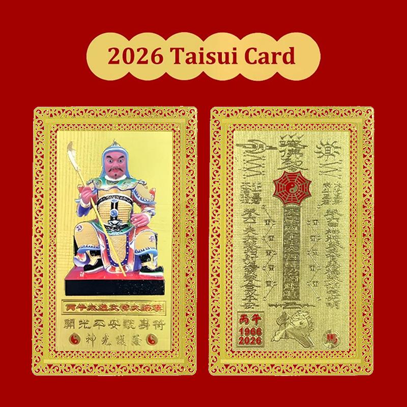 Tarjeta Amuleto Tai Sui 2026 Oración Feng Shui Tarjeta Dorada Exorcismo Protección Regalo Buda Amuleto Seguro Atraer Riqueza Y Tesoro