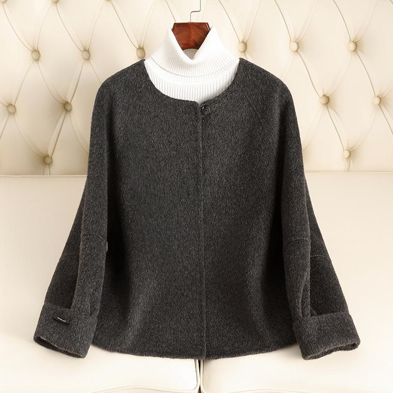 Autumn and winter new double-sided wool coat women's short high-end gray woolen coat small man