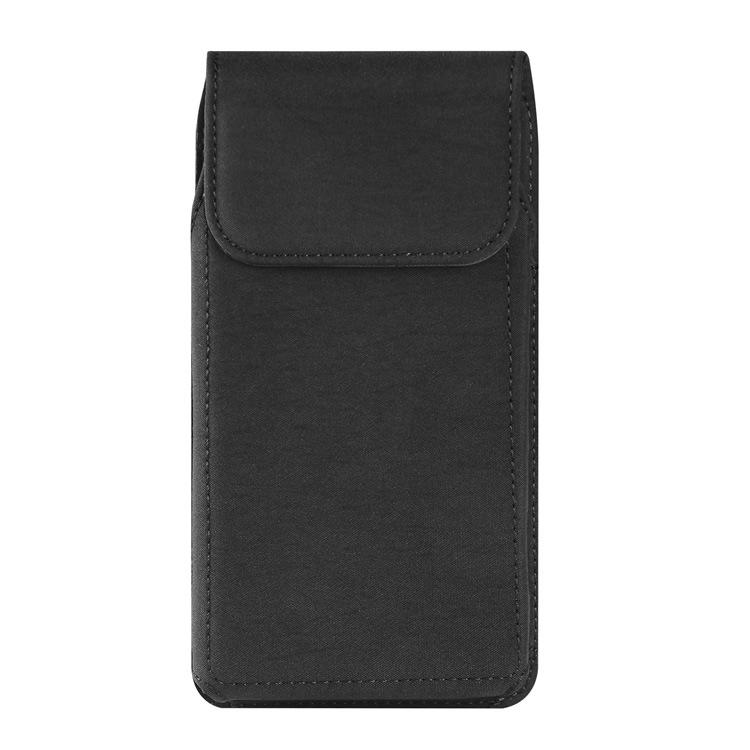 Marsupio Verticale in Nylon per Smartphone con Cinturino in Pelle e Chiusura Magnetica da Uomo