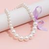 Elegant Pearl Bow Choker Necklace for Girls - White Children's Accessory