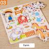 Ranch Animal Hand Grip Board Puzzle Montessori Early Education Wooden Three-dimensional Pegged Puzzle Toys for Children 1-3 Year