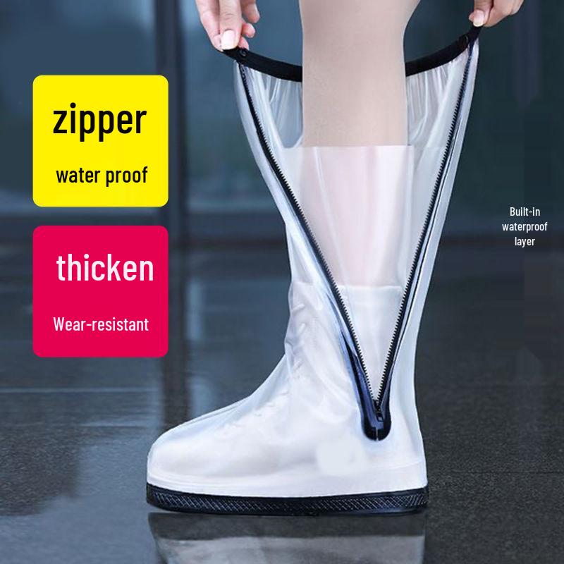 Unisex Non-Slip High-Top Waterproof Shoe Covers - Wear-Resistant, Splash-Proof, Ideal for Adults and Kids in Rainy Outdoor Conditions.