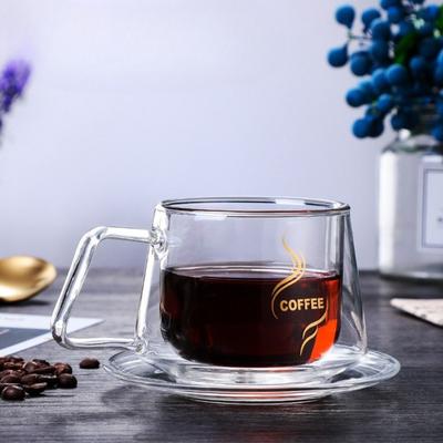 Glass Double-layer Cup Borosilicate Glass Double-layer Cup with Handle