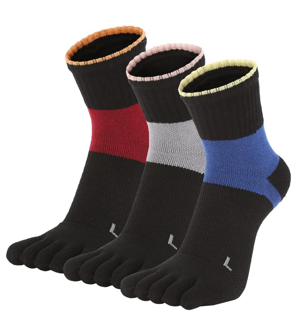 WIOIW Women's Five-Toe Socks, Thick Cotton, Durable, All-Season, Thick, 3-Pair Set