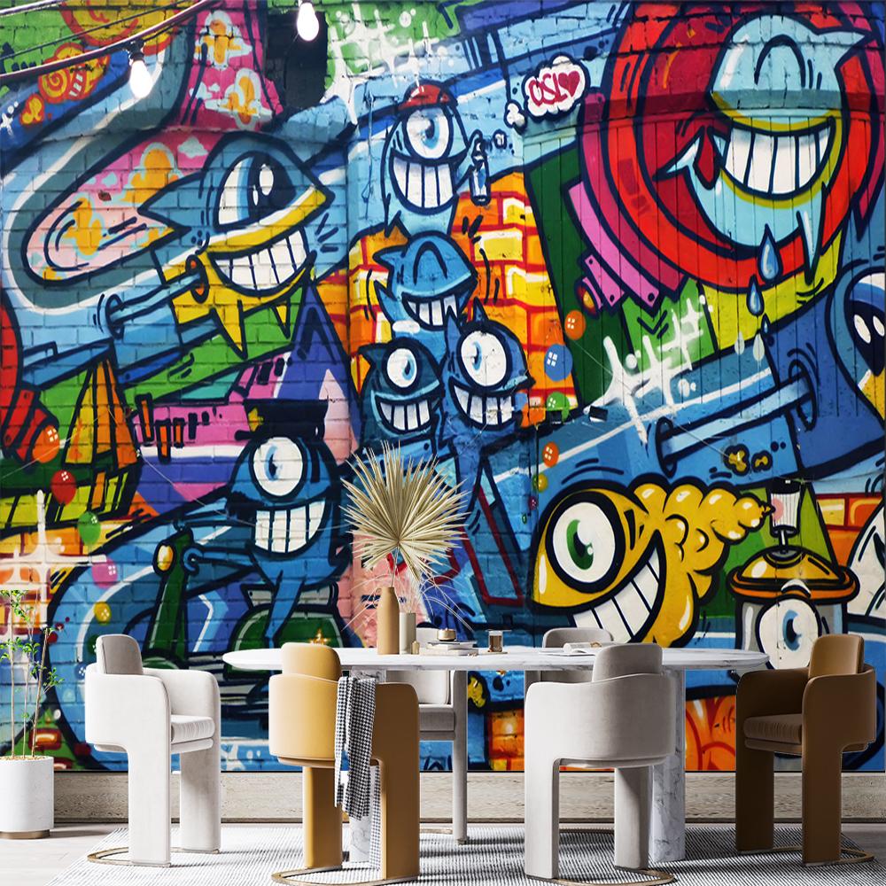 3d Graffiti Wall Mural Colorful Graffiti Wallpaper For Bedroom Living Room Large Cartoon Graffiti Wallpaper